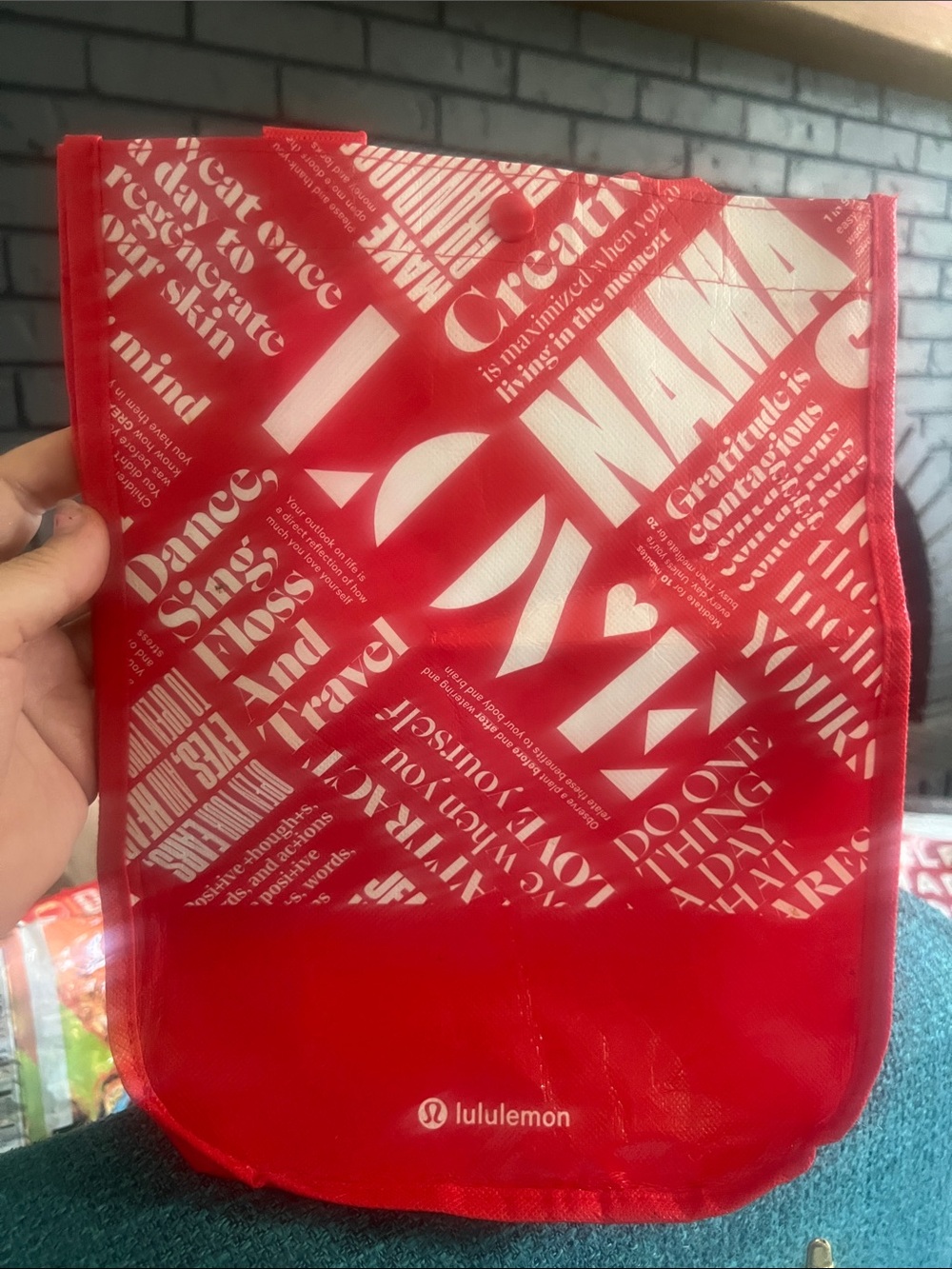 Lululemon Red Graphic reusable bag